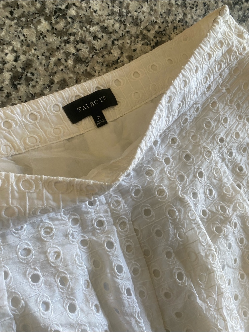 Talbots White Eyelet A-Line Skirt